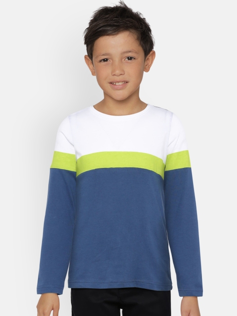 

Provogue Boys White & Blue Striped Round Neck T-shirt