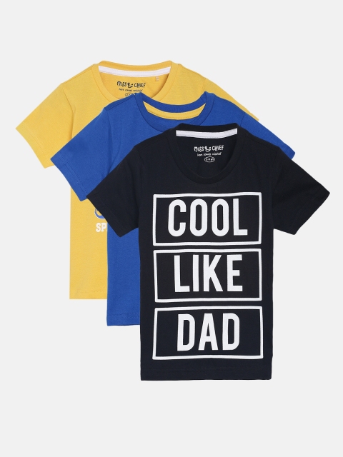 

Miss & Chief Boys Pack Of 3 Printed Round Neck T-shirts, Black