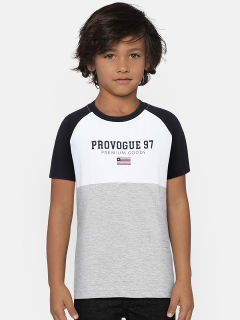 

Provogue Boys White & Grey Colourblocked Round Neck T-shirt