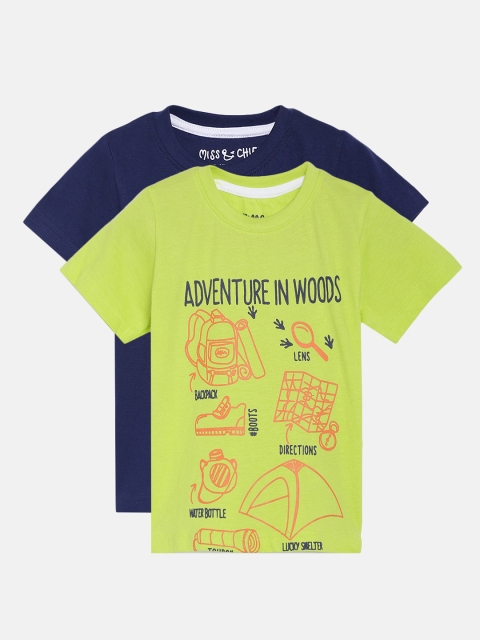 

Miss & Chief Boys Pack Of 2 Printed Round Neck T-shirts, Navy blue