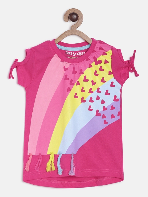 

Miss & Chief Girls Pink Printed Round Neck T-shirt