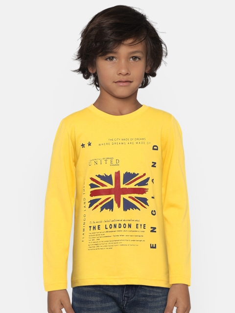 

Provogue Boys Yellow Printed Round Neck T-shirt