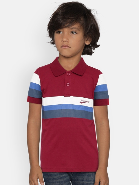 

Provogue Boys Red & Blue Striped Polo Collar T-shirt