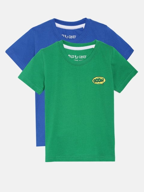 

Miss & Chief Boys Set Of 2 Round Neck T-shirts, Blue