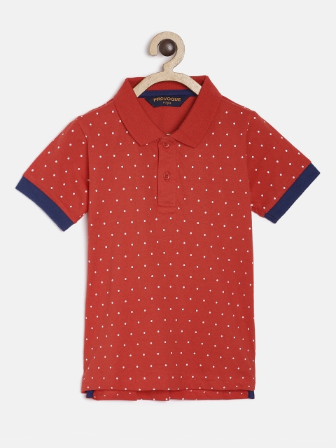 

Provogue Boys Red & White Printed Polo Collar T-shirt
