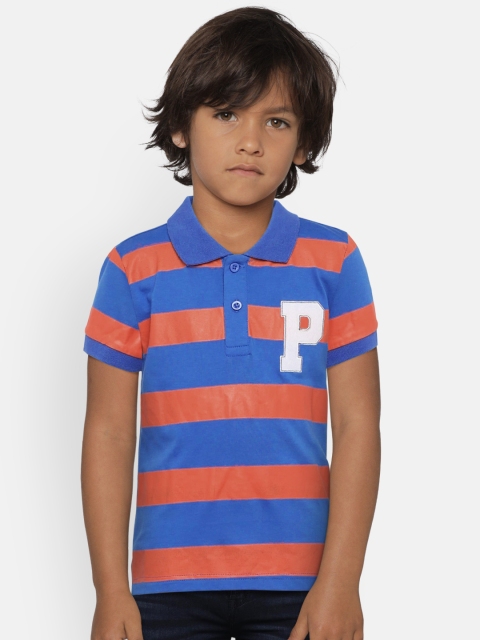 

Provogue Boys Blue & Orange Striped Polo Collar T-shirt