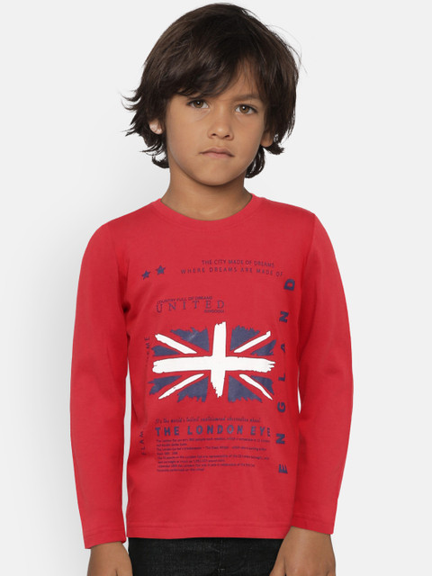 

Provogue Boys Red Printed Round Neck T-shirt