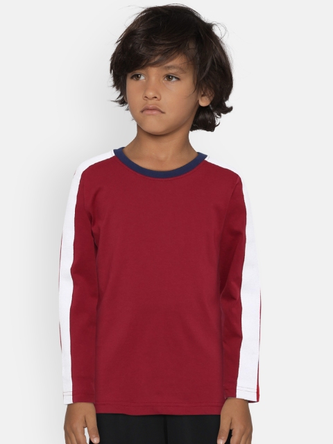 

Provogue Boys Maroon Solid Round Neck T-shirt