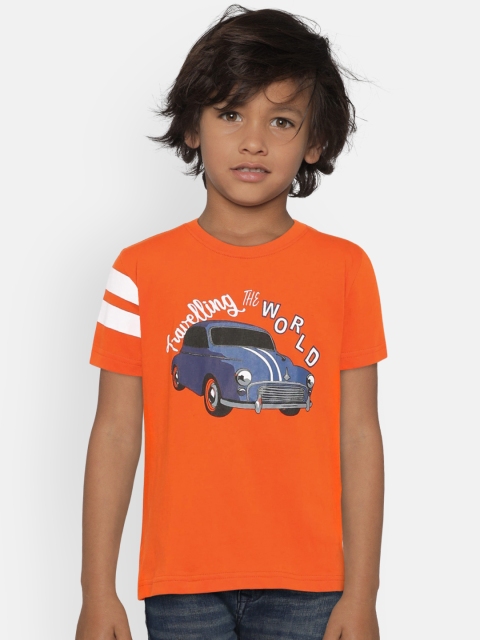 

Provogue Boys Orange Printed Round Neck T-shirt