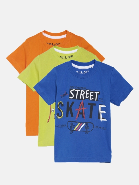 

Miss & Chief Boys Pack Of 3 Printed Round Neck T-shirts, Orange