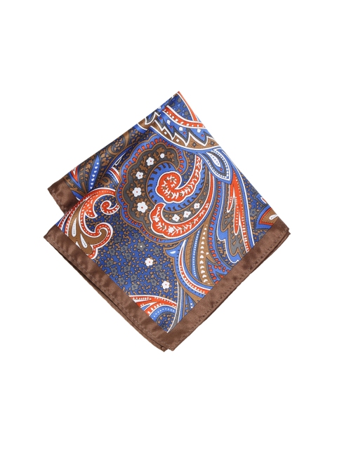 

Peter England Men Brown and Blue Printed Pocket Square