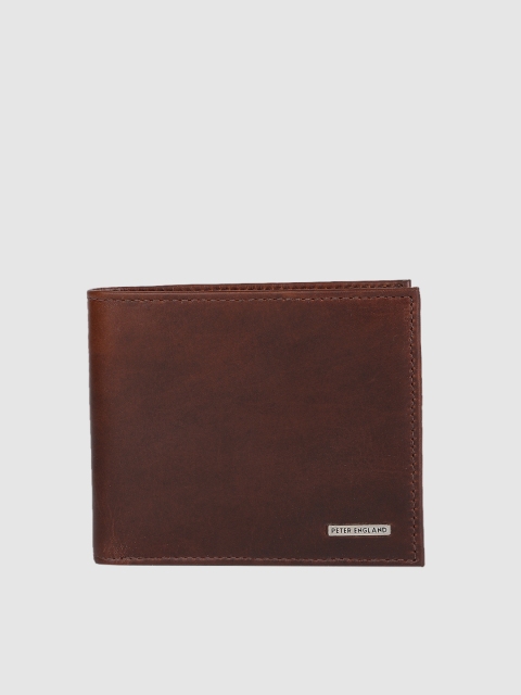 

Peter England Men Brown Solid Two Fold Leather Wallet