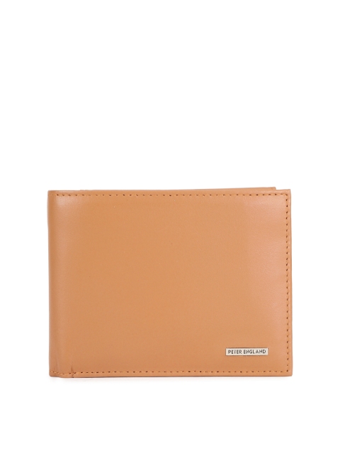 

Peter England Men Beige Solid Two Fold Leather Wallet