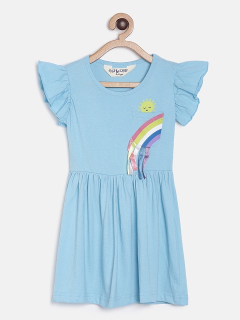 

Miss & Chief Girls Blue Solid Fit and Flare Dress