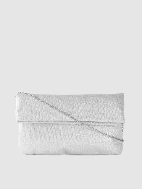 

Accessorize Silver-Toned Solid Foldover Clutch