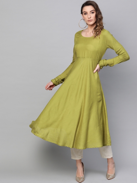 

AKS Women Green Solid Anarkali Kurta