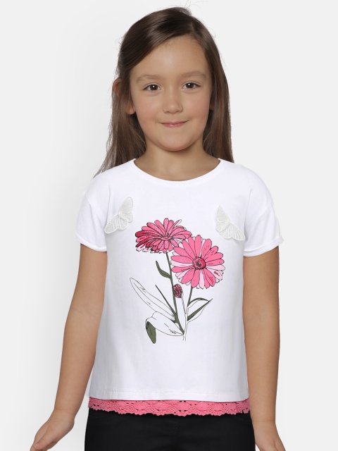 

Kid Studio Girls White & Pink Printed Top