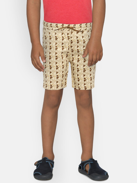 

Kid Studio Boys Beige & Brown Printed Regular Fit Shorts