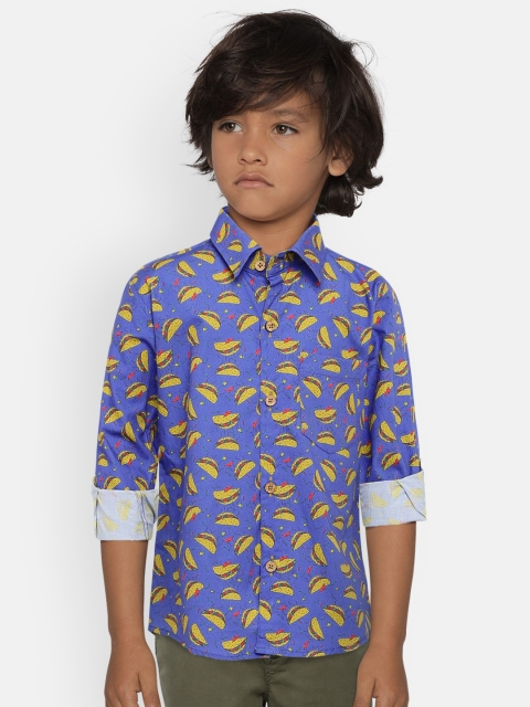 

Kid Studio Boys Blue Regular Fit Printed Casual Shirt