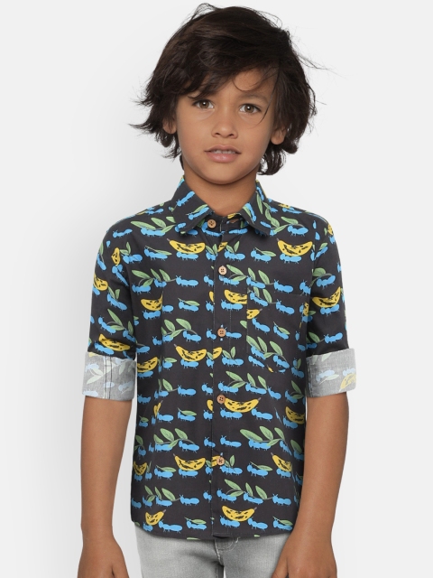 

Kid Studio Boys Charcoal Regular Fit Printed Casual Shirt