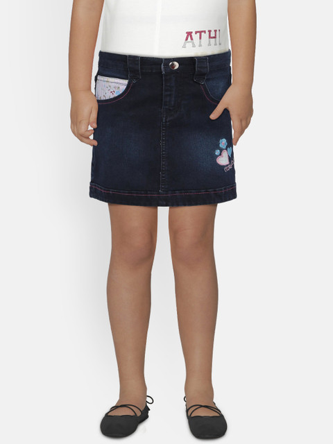 

Kid Studio Girls Navy Blue Dark Wash Denim A-Line Skirt