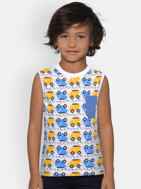 

Kid Studio Boys White Printed Round Neck T-shirt