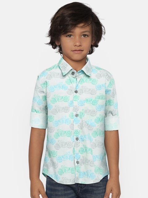 

Kid Studio Boys Off-White Regular Fit Printed Casual Shirt