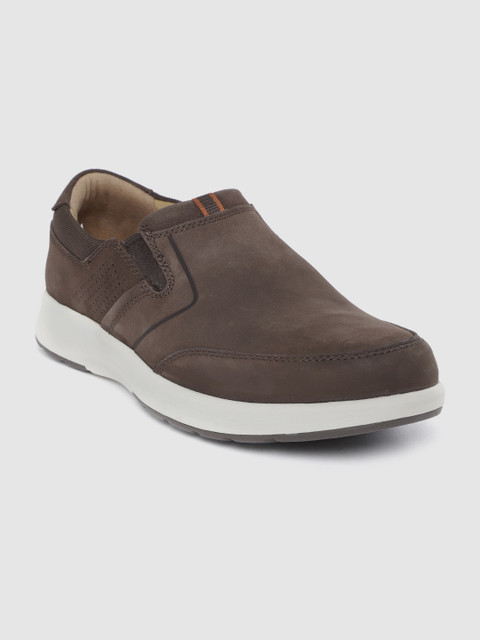 

Clarks Men Coffee Brown Nubuck Slip-On Sneakers