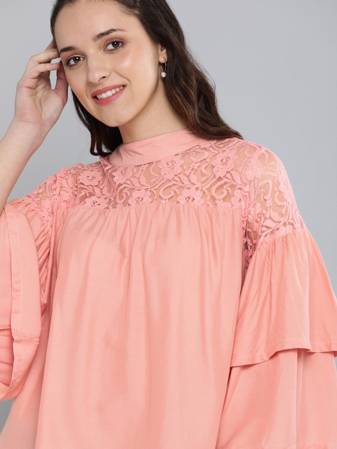 

HERE&NOW Women Pink Solid Boxy Top
