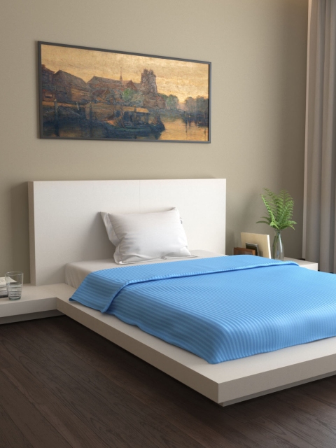 

MARK HOME Blue Striped 400 TC Cotton Sateen Single Bed Duvet Cover