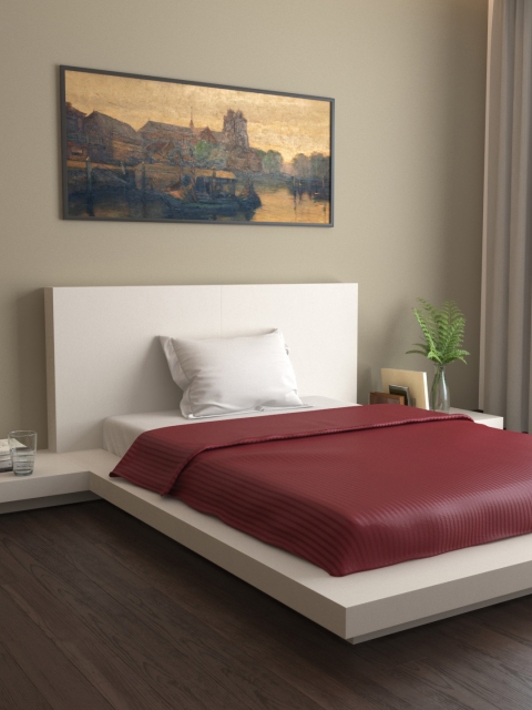 

MARK HOME Maroon Striped 400 TC Cotton Sateen Single Bed Duvet Cover