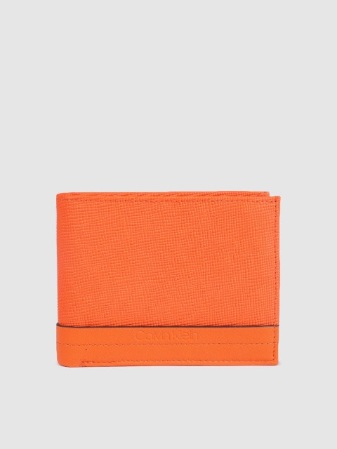 

Calvin Klein Jeans Men Orange Textured Leather Two Fold Wallet