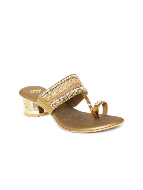 

Sole To Soul Women Gold-Toned Embellished Heels