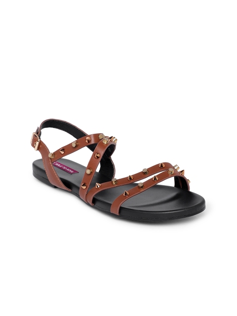 

Sole To Soul Women Brown Embellished Open Toe Flats