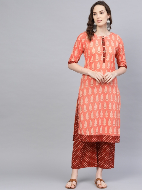 

Myshka Women Peach-Coloured Printed Kurta with Palazzos