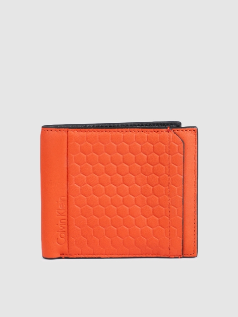 

Calvin Klein Jeans Men Orange Textured Two Fold Wallet
