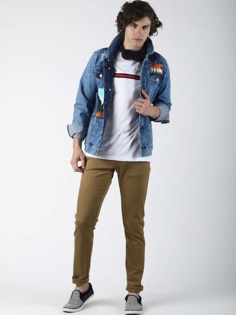 

Blue Saint Men Blue Printed Denim Jacket