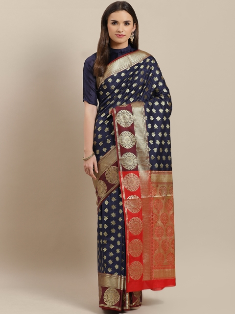 

Banarasi Style Navy Blue & Golde Woven Design Banarasi Saree
