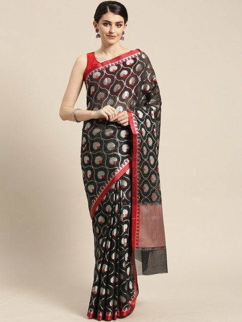 

Banarasi Style Black & Silver Woven Design Banarasi Saree