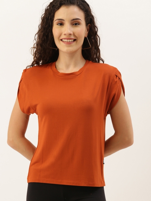 

NUSH Women Rust Orange Solid Top