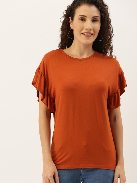 

NUSH Women Orange Solid Top