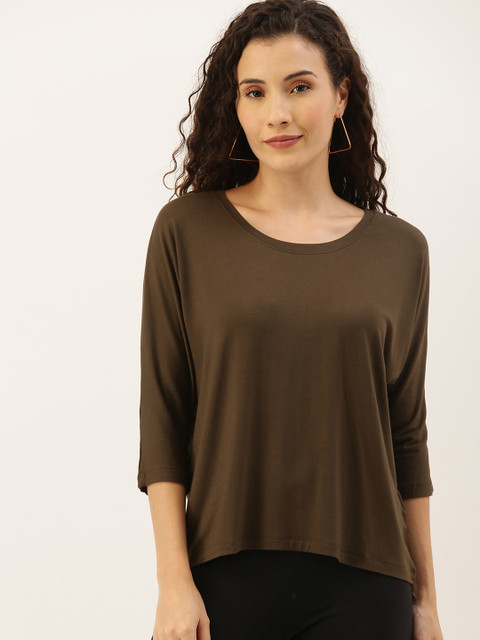 

NUSH Women Olive Green Solid Top