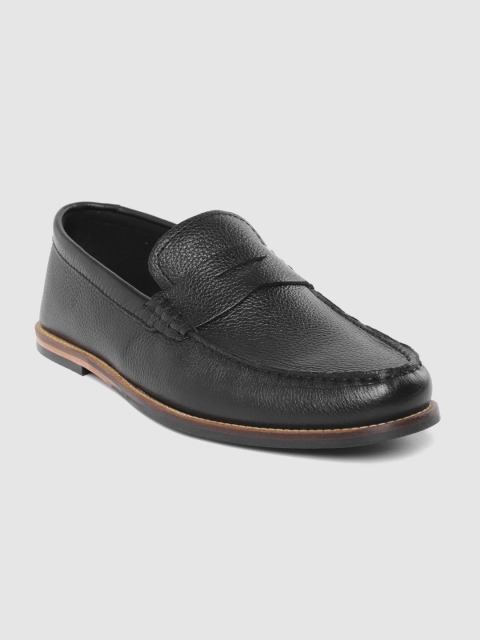 

Clarks Men Black Solid Leather Formal Slip-Ons