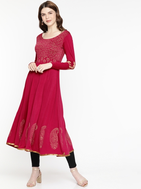 

Ira Soleil Women Maroon Printed A-Line Kurta