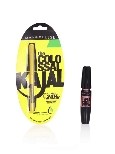 

Maybelline Women Set of The Colossal Kajal & The Hyper Curl Easy Wash Mascara, Black