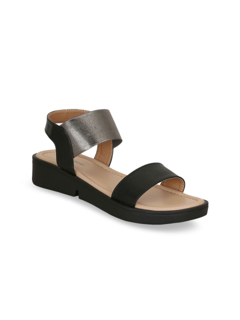 

Get Glamr Women Black & Silver-Toned Colourblocked Heels