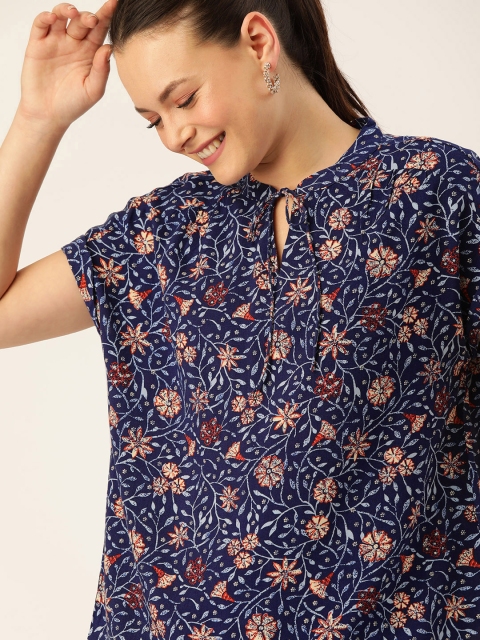 

DressBerry Sustainable ECOVERO Women Blue Printed Top
