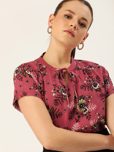 

DressBerry Women Rust Red Floral Printed Sustainable Top