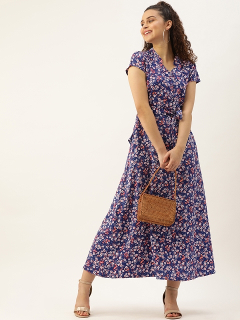 

DressBerry Women Blue & White Floral Printed Maxi Dress