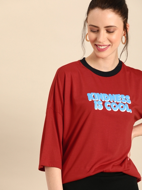

DressBerry Women Red Printed Round Neck T-shirt